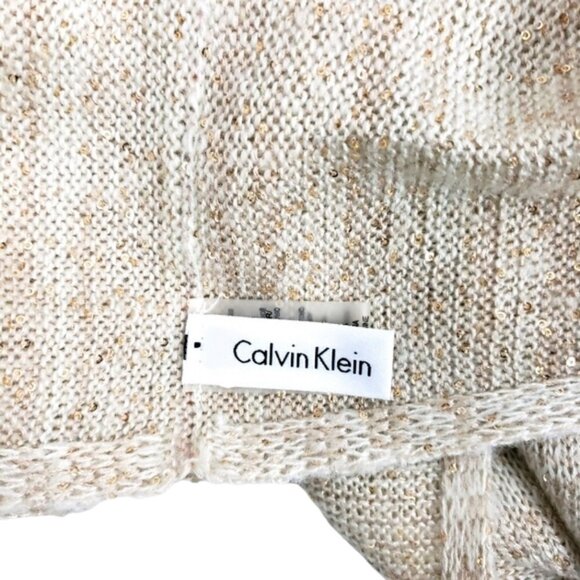 Calvin Klein Infinity Scarf Heather Tan Beige Gold Sequin - Picture 7 of 9